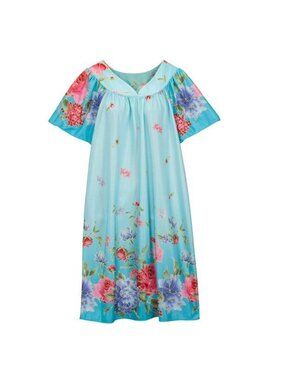 NWT Sawyer Creek Border Print Lounger Blue Flowers Size 1X